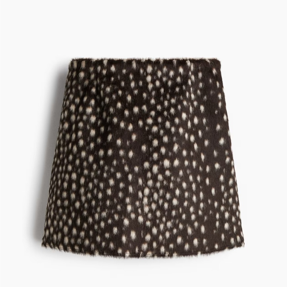 H&M Deer Print Faux Fur Skirt- Sold Out Everywhere